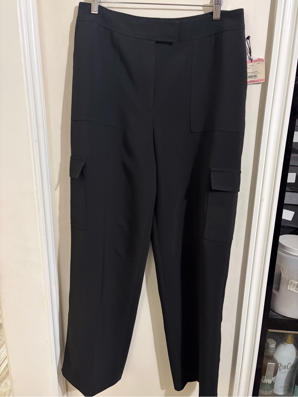 Anne Klein Black Straight-Leg Cargo Pocket Pants